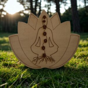 🪵 Planche à pendule – Les 7 chakras (bois gravé)